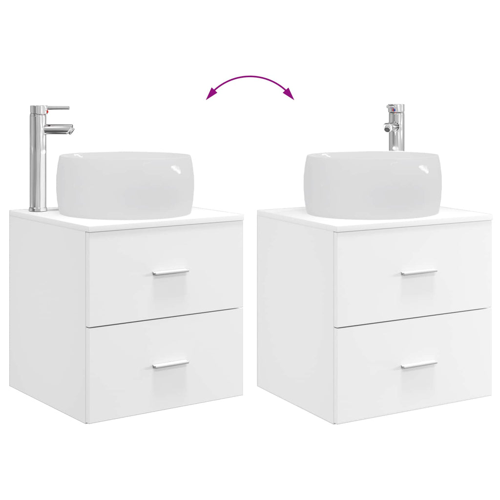 Badezimmermöbel-Set 2 pcs Weiß Holzwerkstoff