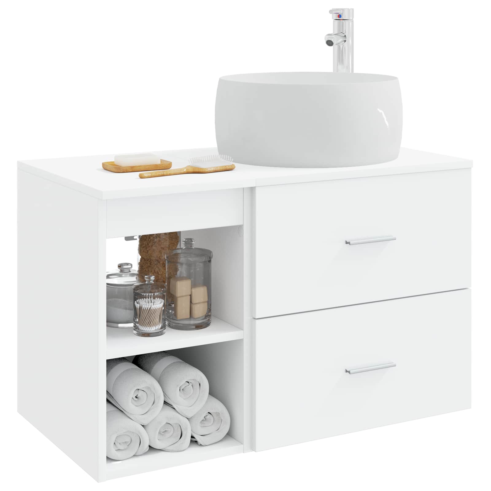 Badezimmermöbel-Set 2 pcs Weiß Holzwerkstoff