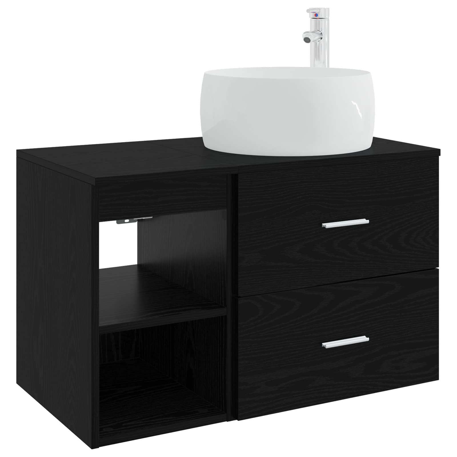 Badezimmermöbel-Set 2 pcs Schwarze Eiche Holzwerkstoff