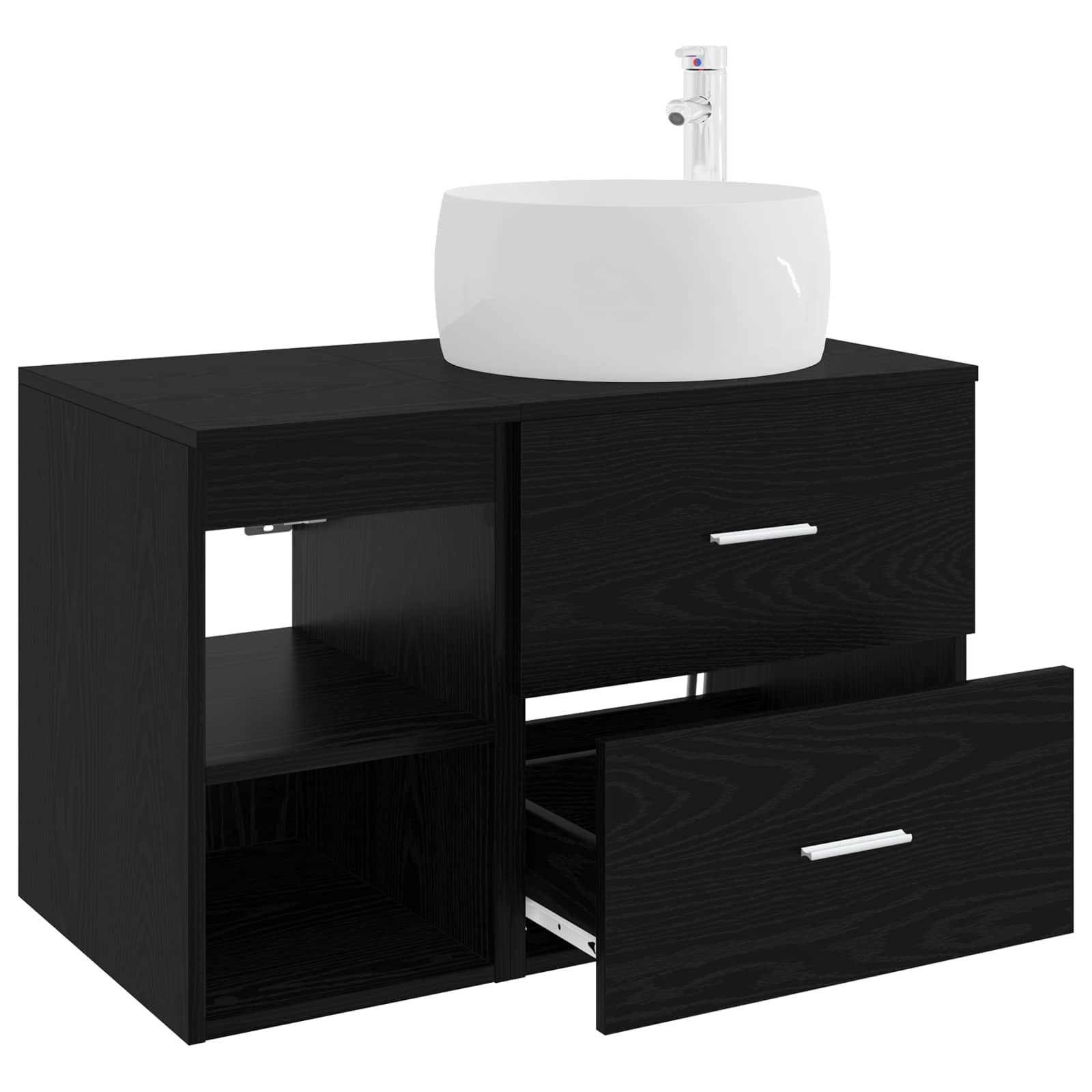 Badezimmermöbel-Set 2 pcs Schwarze Eiche Holzwerkstoff