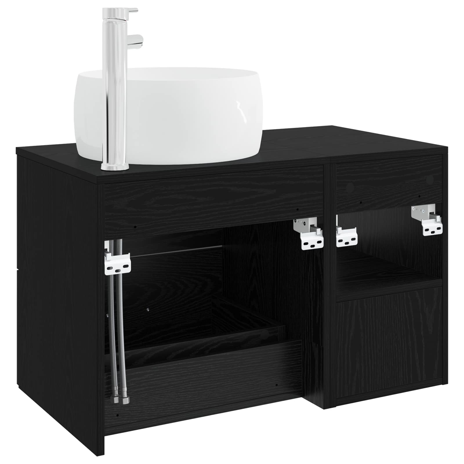 Badezimmermöbel-Set 2 pcs Schwarze Eiche Holzwerkstoff