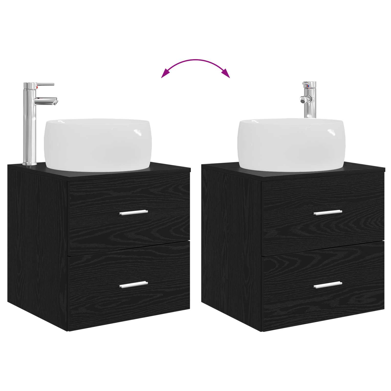 Badezimmermöbel-Set 2 pcs Schwarze Eiche Holzwerkstoff