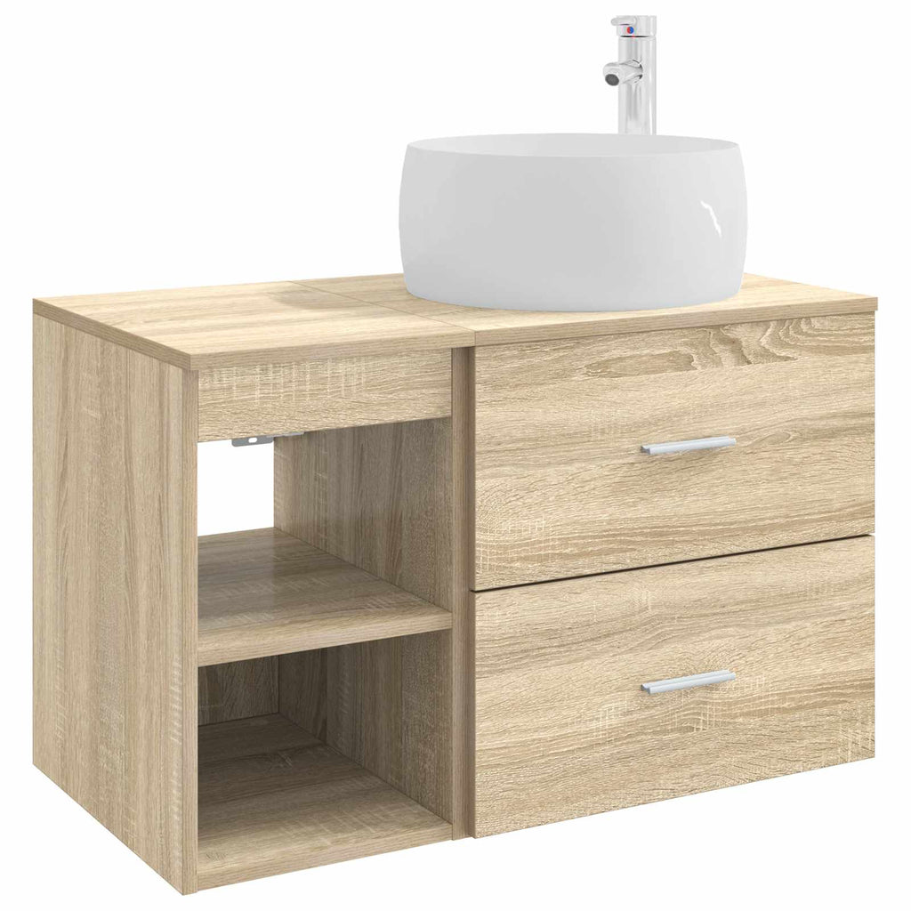 Badezimmermöbel-Set 2 pcs Sonoma-Eiche Holzwerkstoff