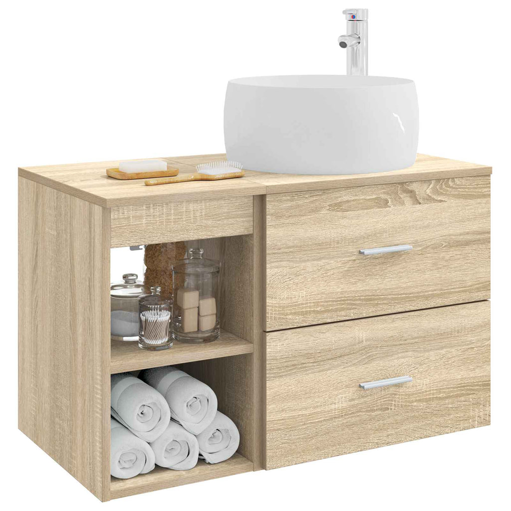 Badezimmermöbel-Set 2 pcs Sonoma-Eiche Holzwerkstoff