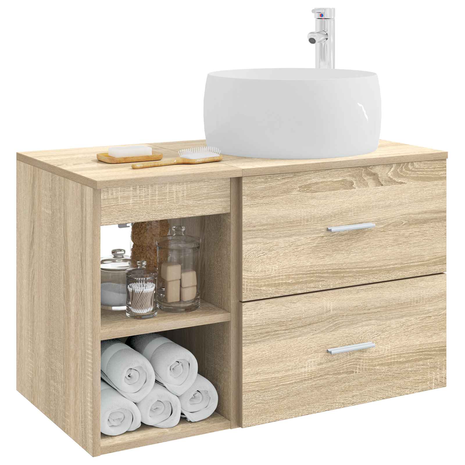 Badezimmermöbel-Set 2 pcs Sonoma-Eiche Holzwerkstoff