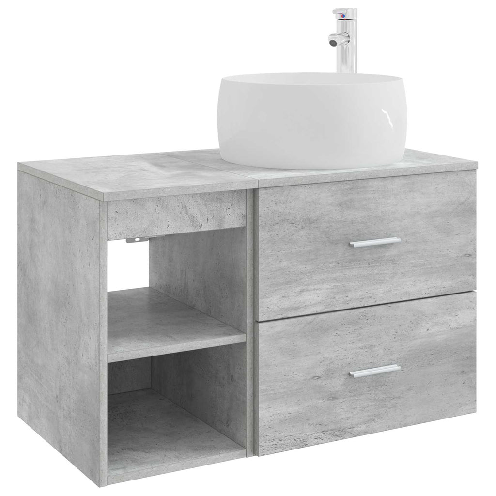 Badezimmermöbel-Set 2 pcs Betongrau Holzwerkstoff