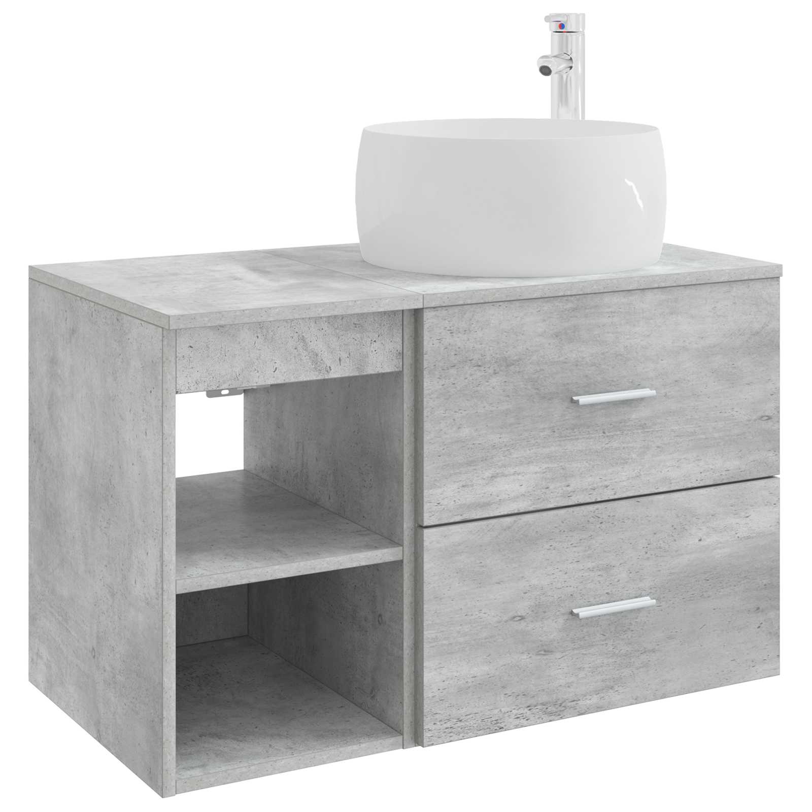 Badezimmermöbel-Set 2 pcs Betongrau Holzwerkstoff