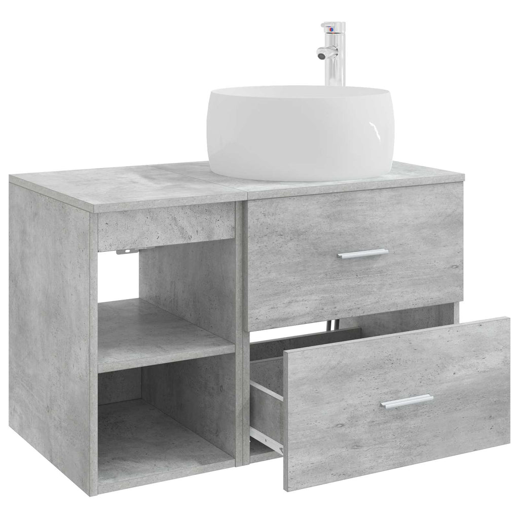 Badezimmermöbel-Set 2 pcs Betongrau Holzwerkstoff