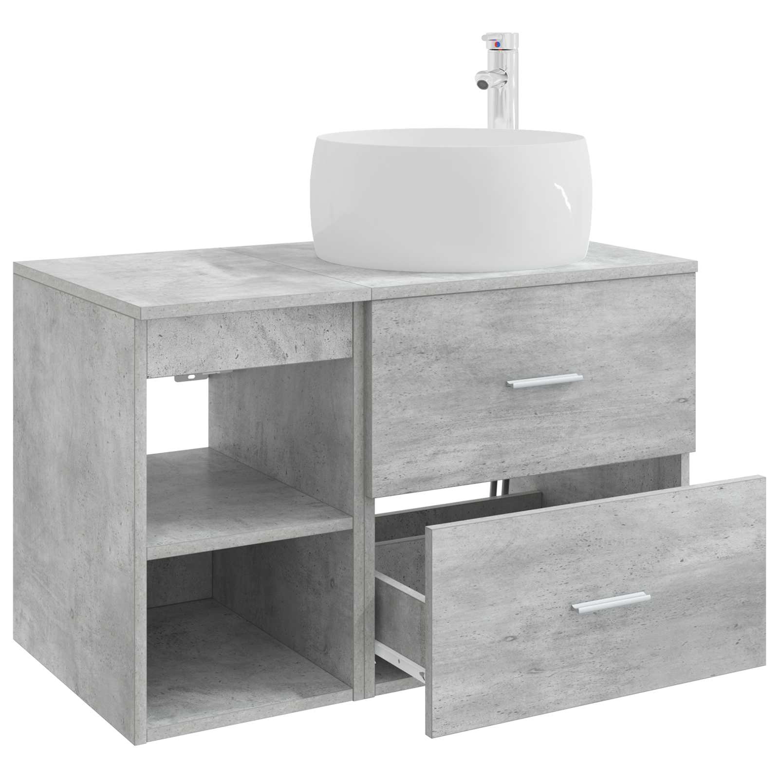 Badezimmermöbel-Set 2 pcs Betongrau Holzwerkstoff