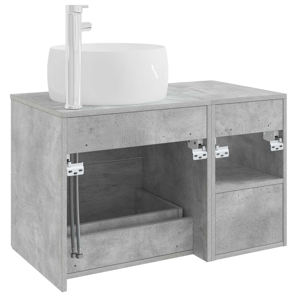 Badezimmermöbel-Set 2 pcs Betongrau Holzwerkstoff