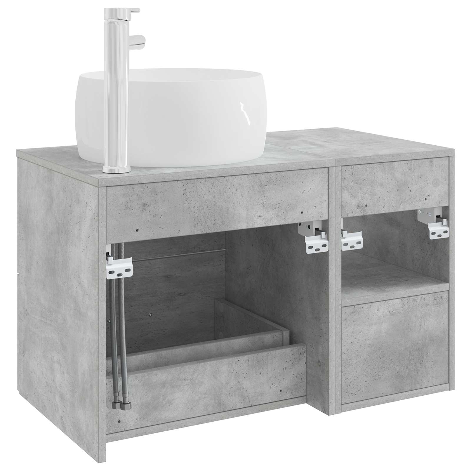 Badezimmermöbel-Set 2 pcs Betongrau Holzwerkstoff