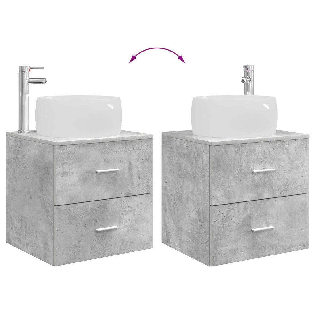 Badezimmermöbel-Set 2 pcs Betongrau Holzwerkstoff