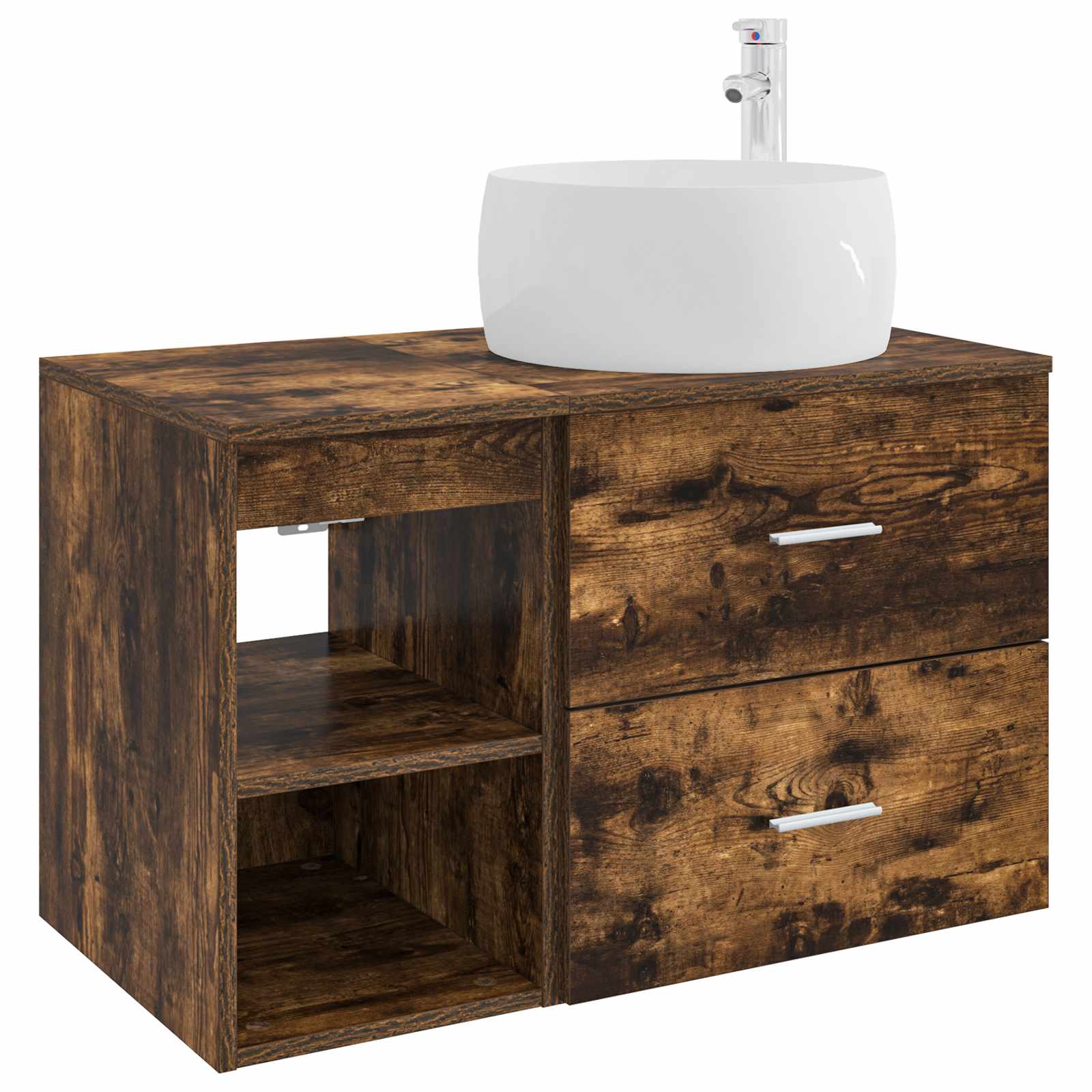 Badezimmermöbel-Set 2 pcs Geräucherte Eiche Holzwerkstoff