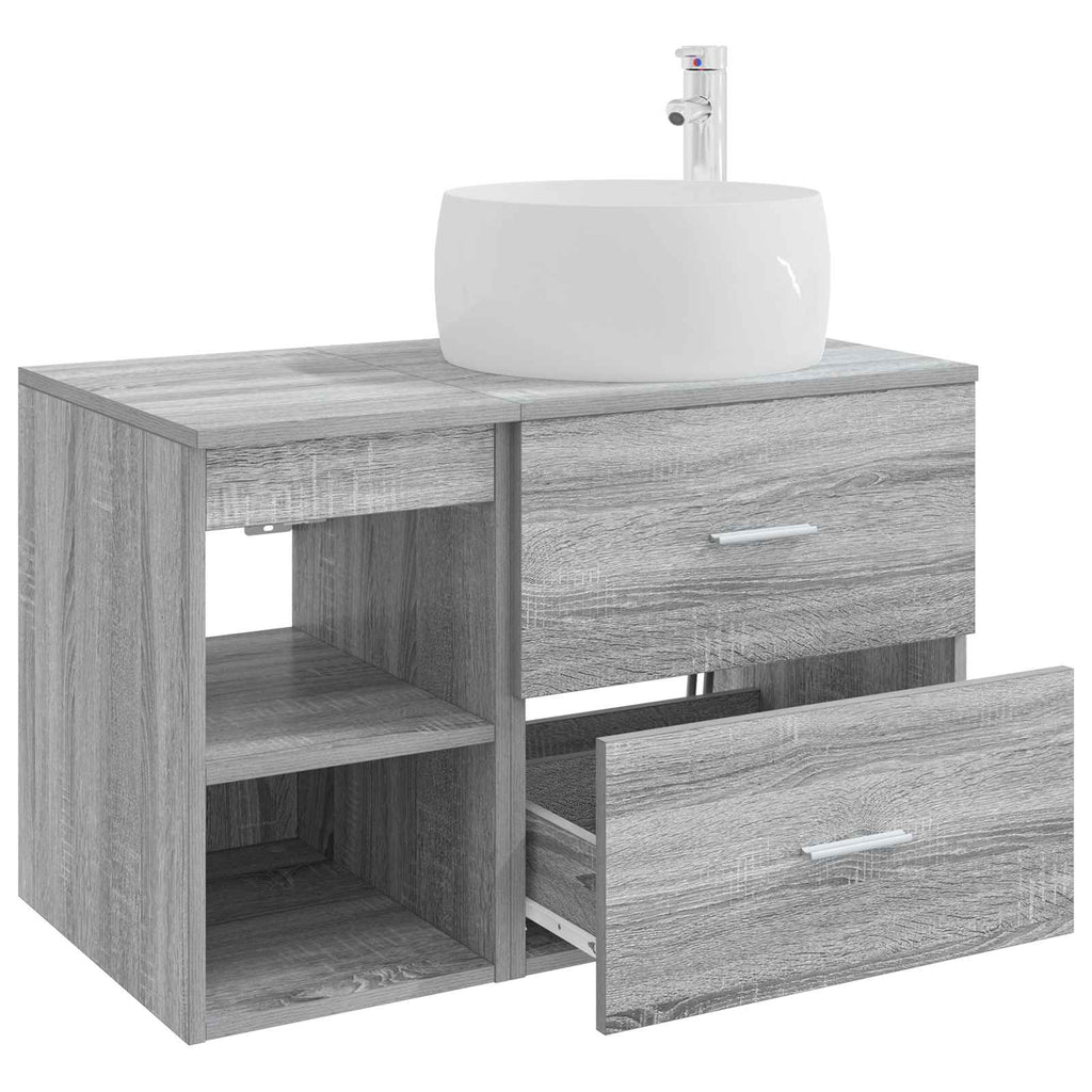 Badezimmermöbel-Set 2 pcs Grau Sonoma Holzwerkstoff