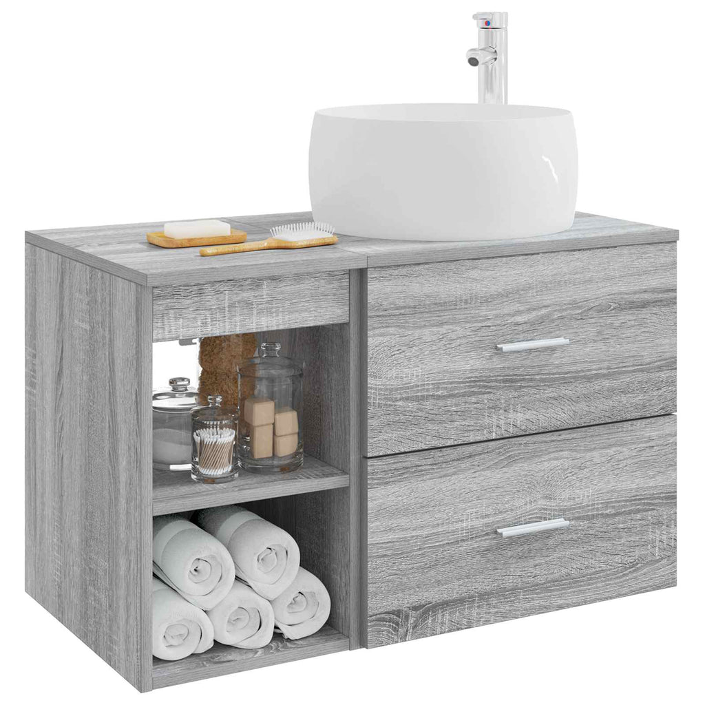 Badezimmermöbel-Set 2 pcs Grau Sonoma Holzwerkstoff