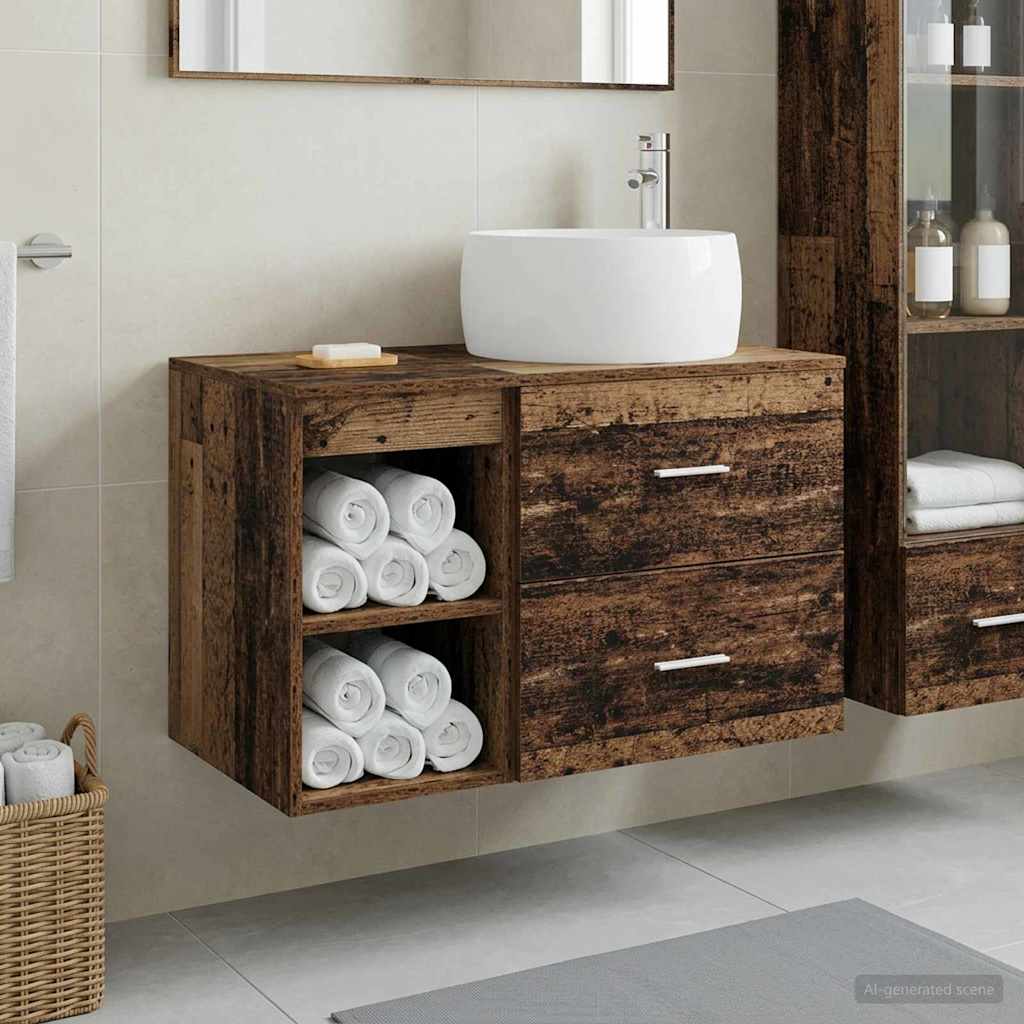 Badezimmermöbel-Set 2 pcs Altholz Holzwerkstoff