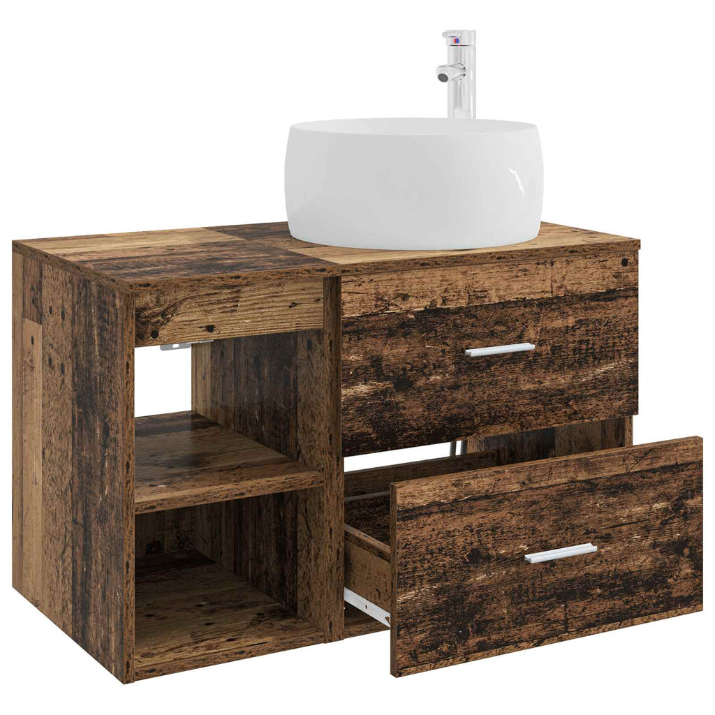 Badezimmermöbel-Set 2 pcs Altholz Holzwerkstoff