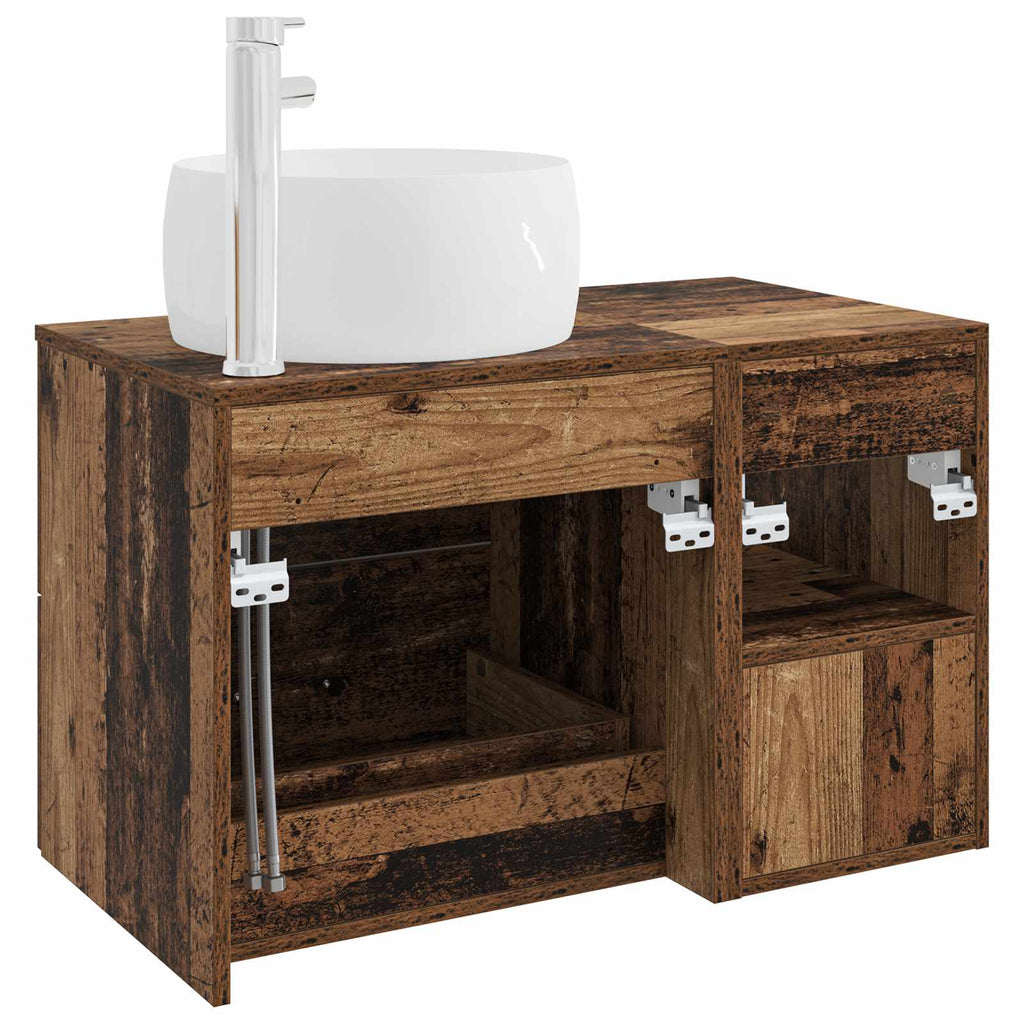 Badezimmermöbel-Set 2 pcs Altholz Holzwerkstoff