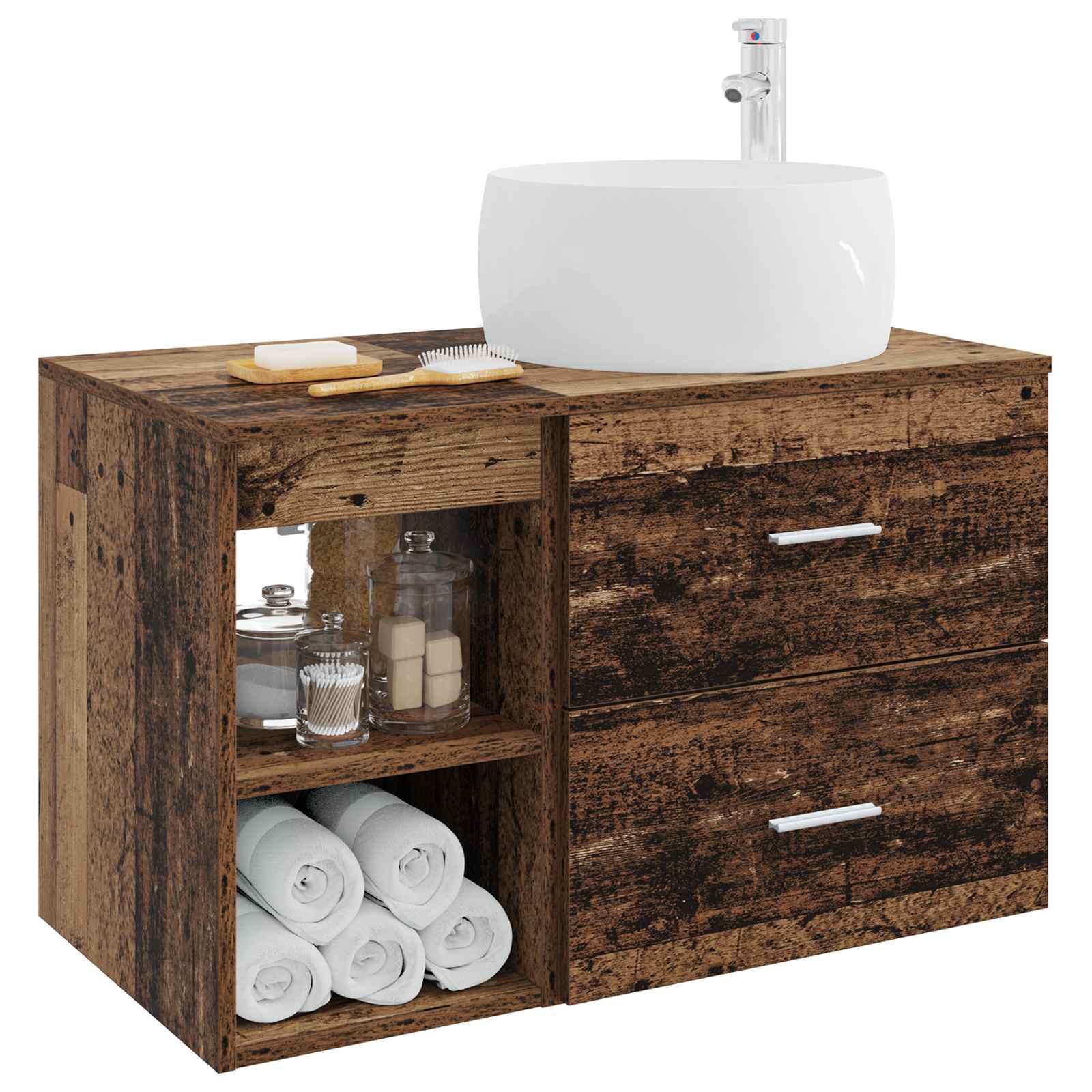 Badezimmermöbel-Set 2 pcs Altholz Holzwerkstoff