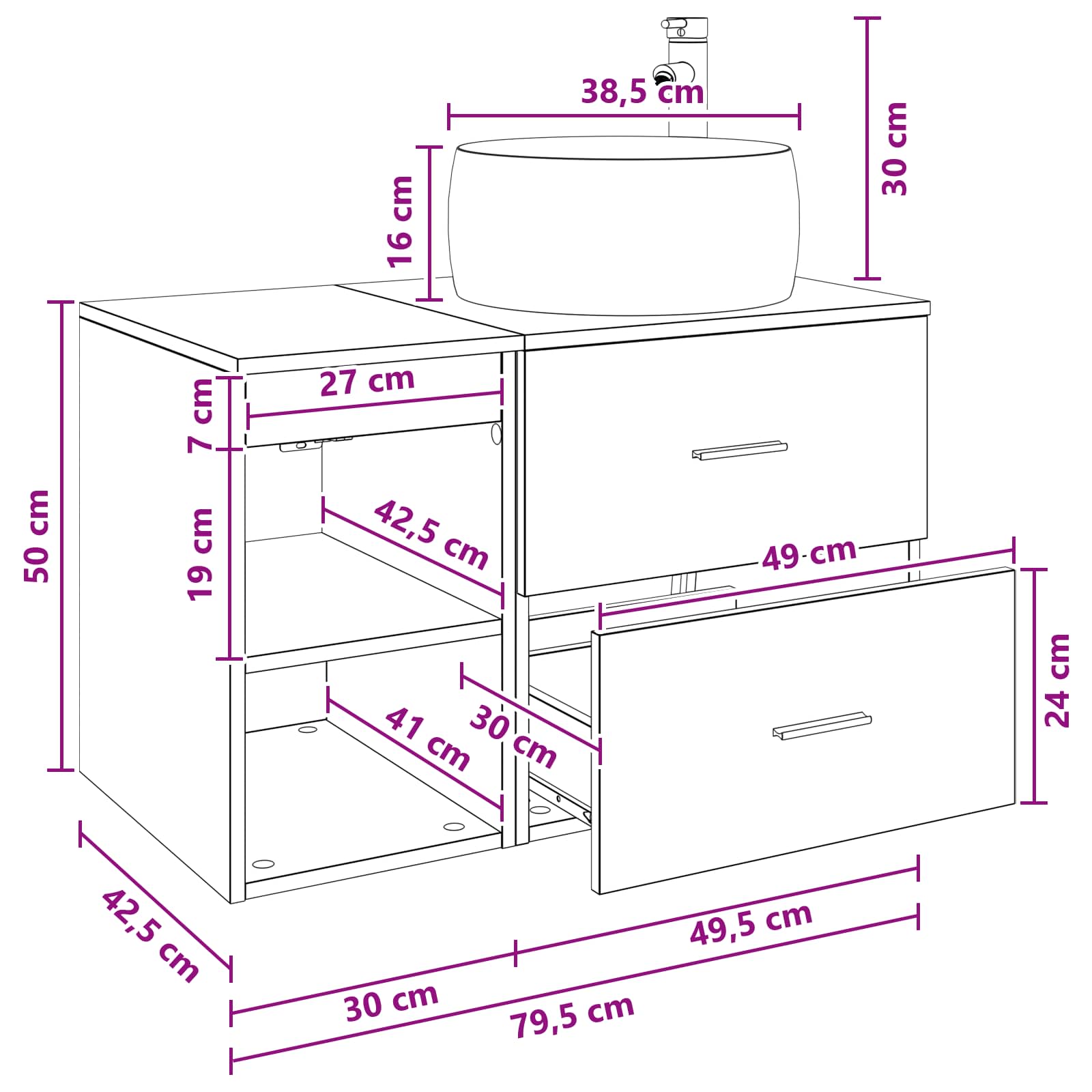 Badezimmermöbel-Set 2 pcs Altholz Holzwerkstoff