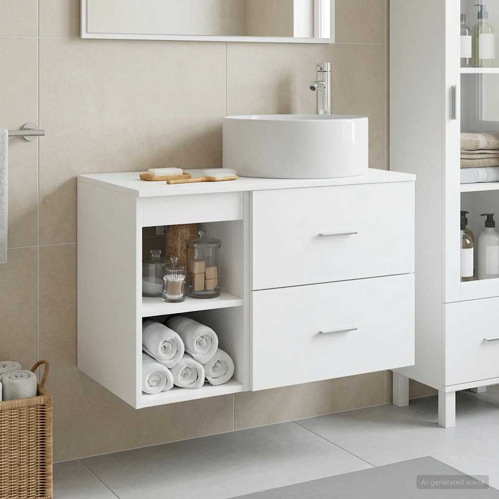 Badezimmermöbel-Set 2 pcs Weiß Holzwerkstoff