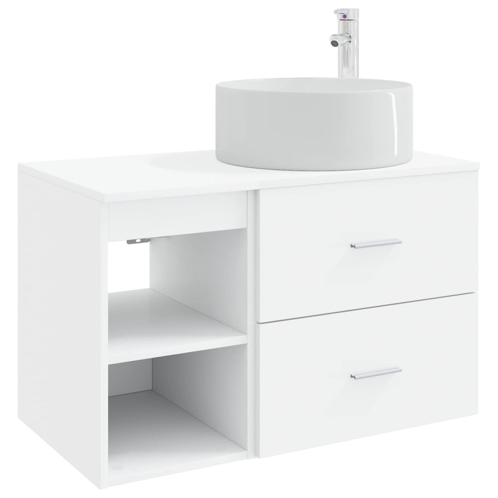 Badezimmermöbel-Set 2 pcs Weiß Holzwerkstoff