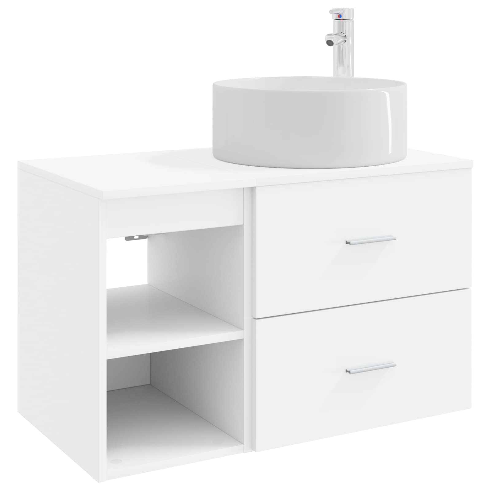 Badezimmermöbel-Set 2 pcs Weiß Holzwerkstoff