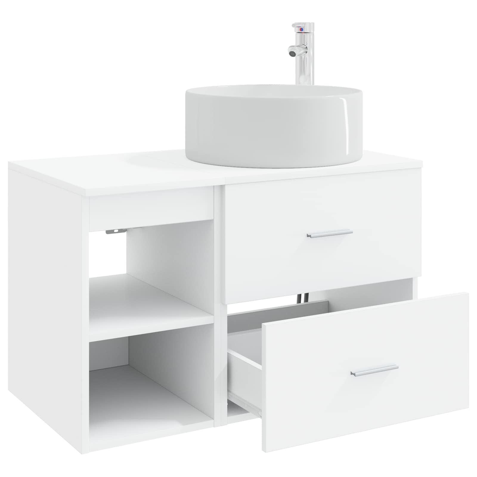 Badezimmermöbel-Set 2 pcs Weiß Holzwerkstoff
