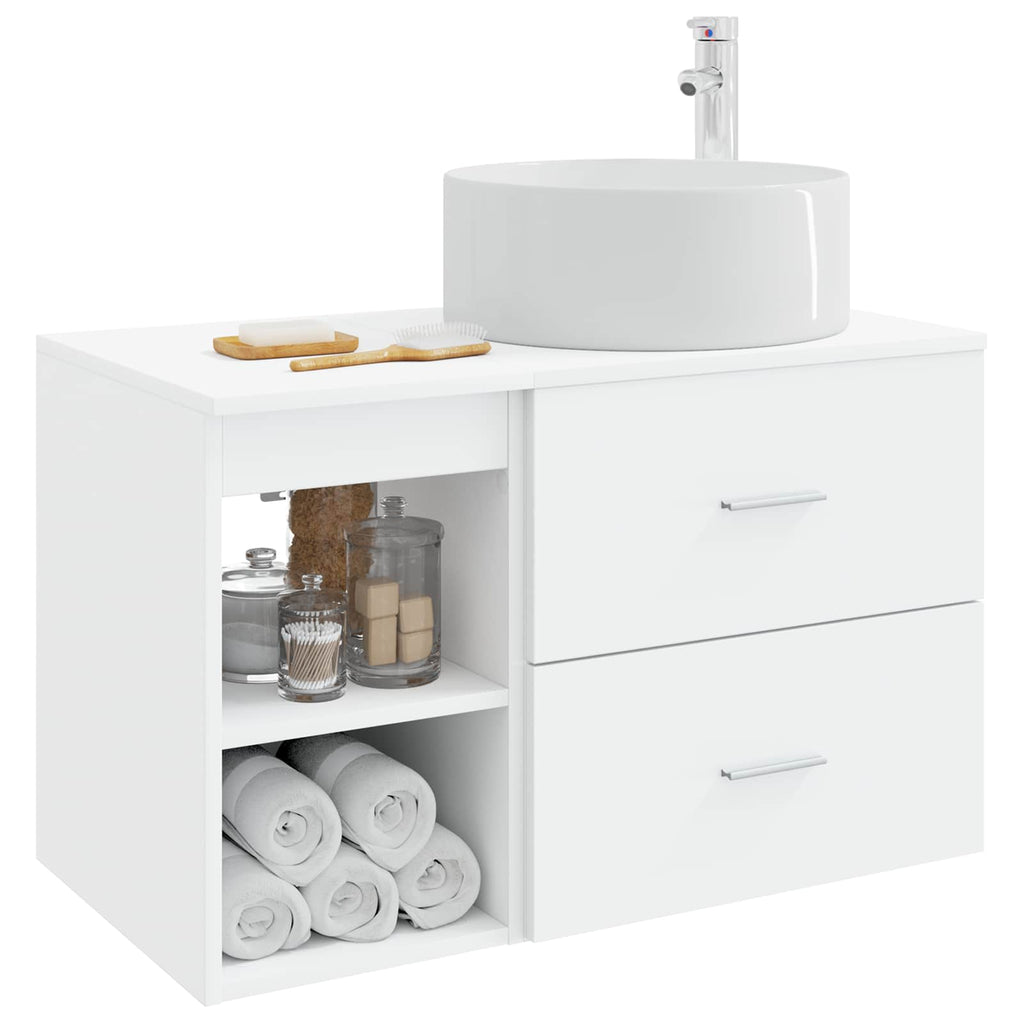 Badezimmermöbel-Set 2 pcs Weiß Holzwerkstoff