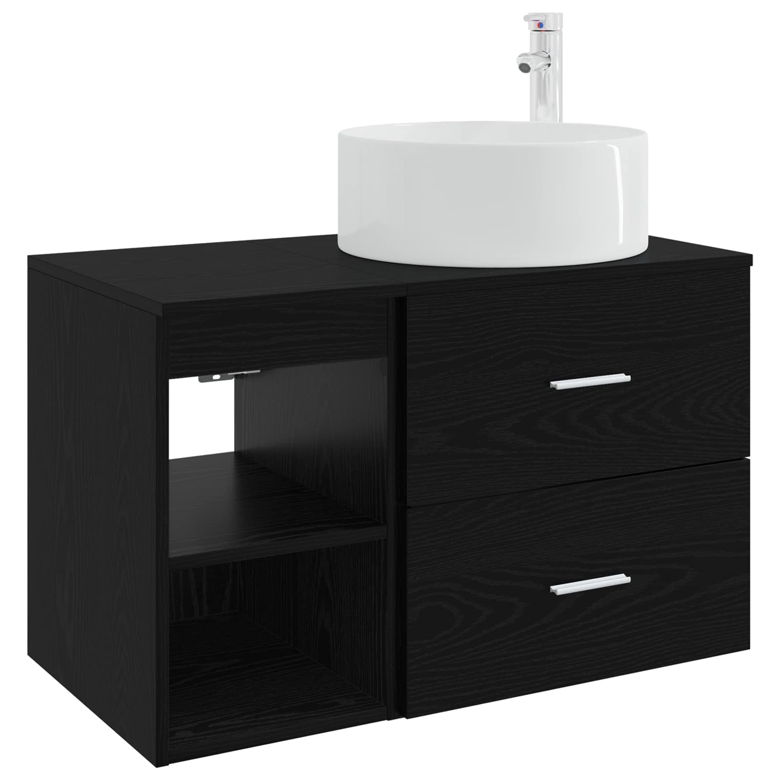 Badezimmermöbel-Set 2 pcs Schwarze Eiche Holzwerkstoff
