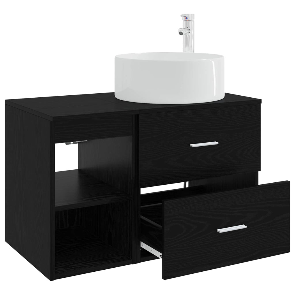 Badezimmermöbel-Set 2 pcs Schwarze Eiche Holzwerkstoff