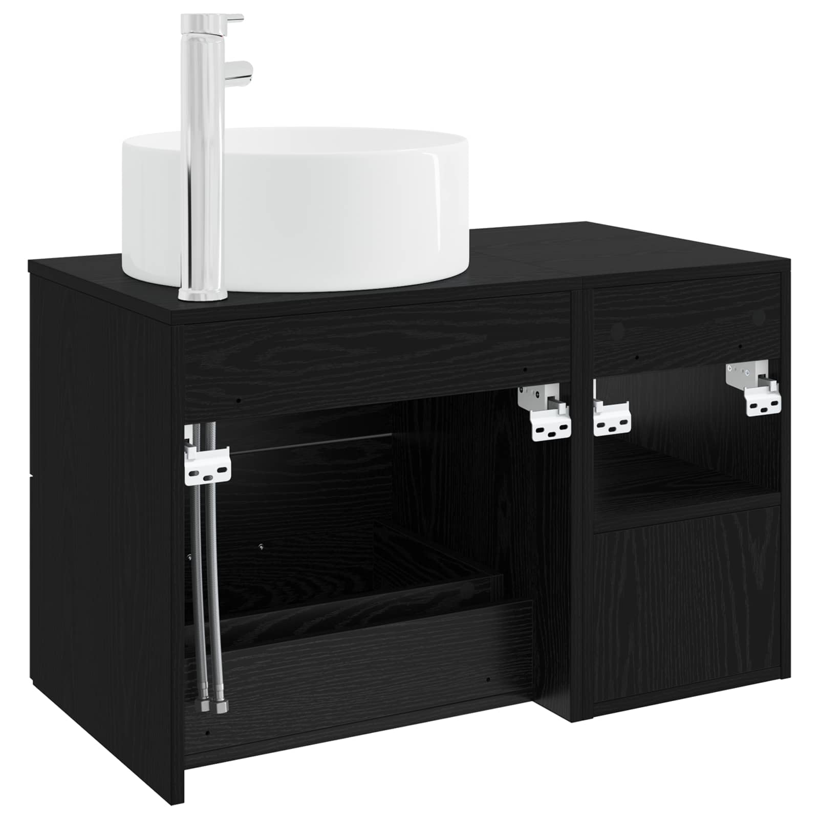 Badezimmermöbel-Set 2 pcs Schwarze Eiche Holzwerkstoff