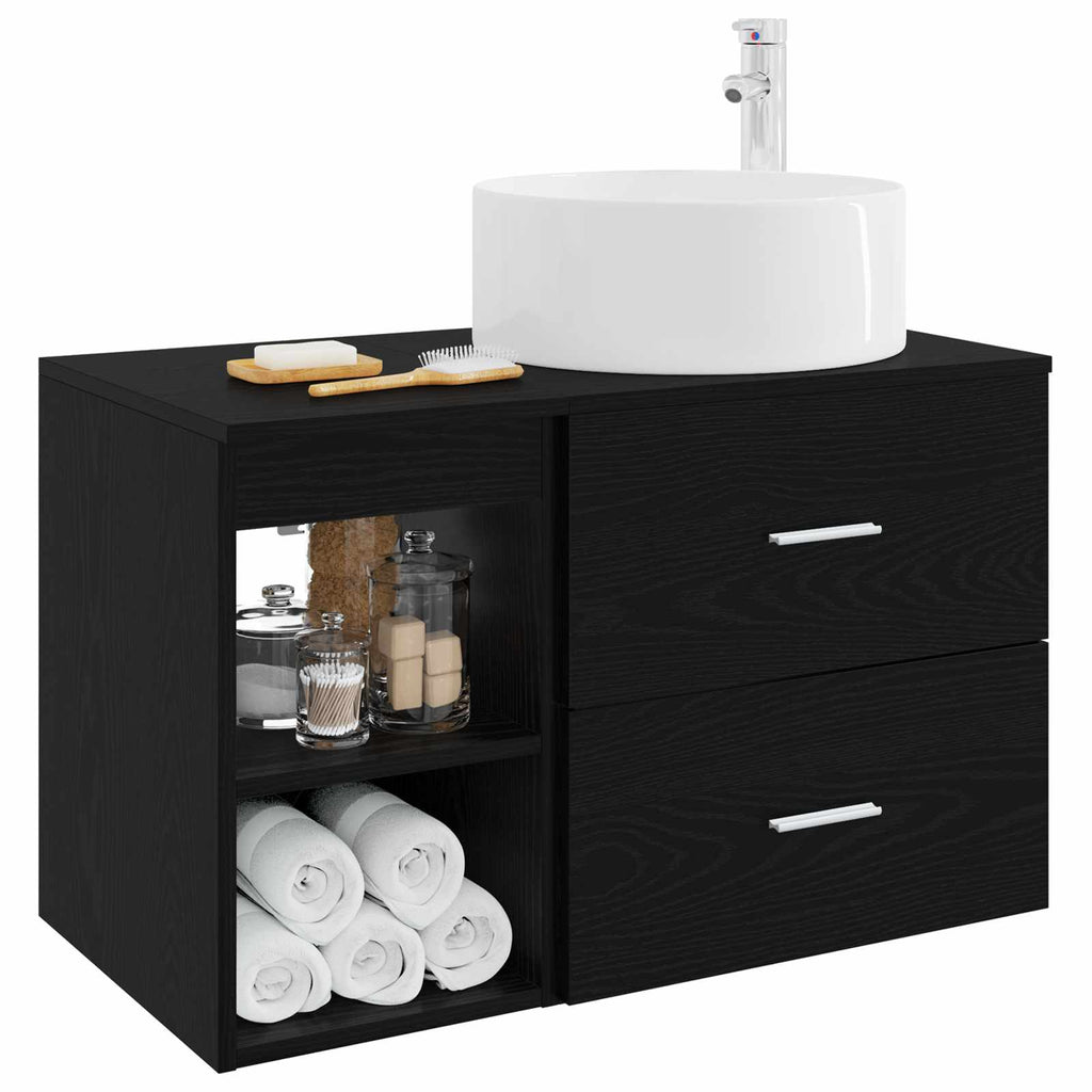 Badezimmermöbel-Set 2 pcs Schwarze Eiche Holzwerkstoff