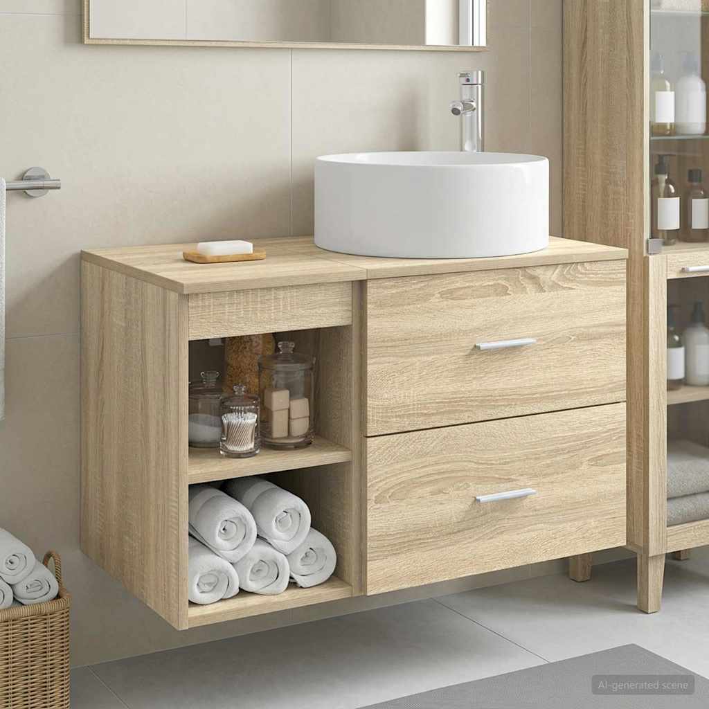 Badezimmermöbel-Set 2 pcs Sonoma-Eiche Holzwerkstoff