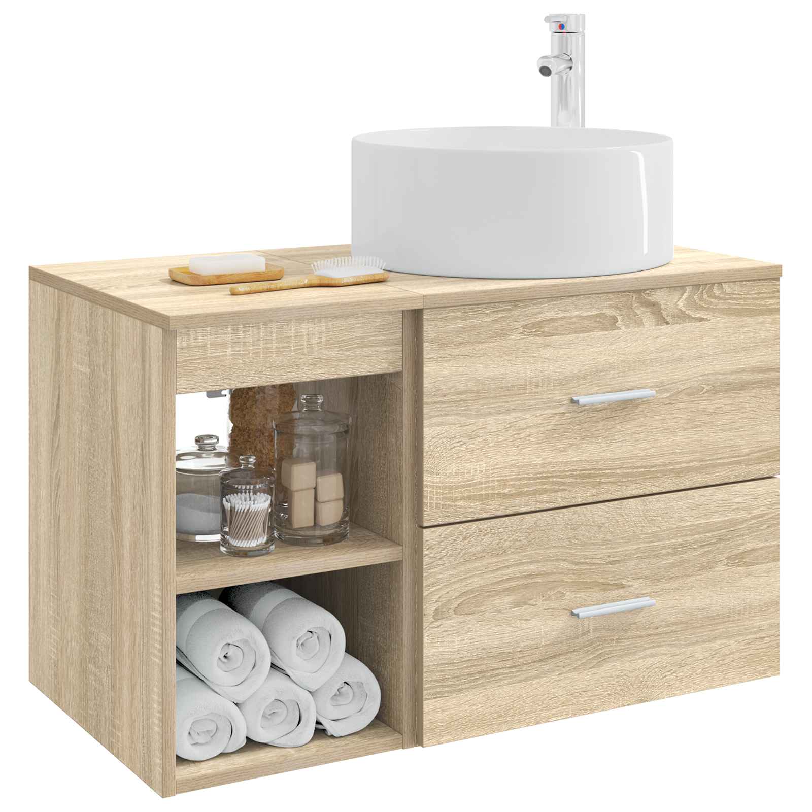 Badezimmermöbel-Set 2 pcs Sonoma-Eiche Holzwerkstoff