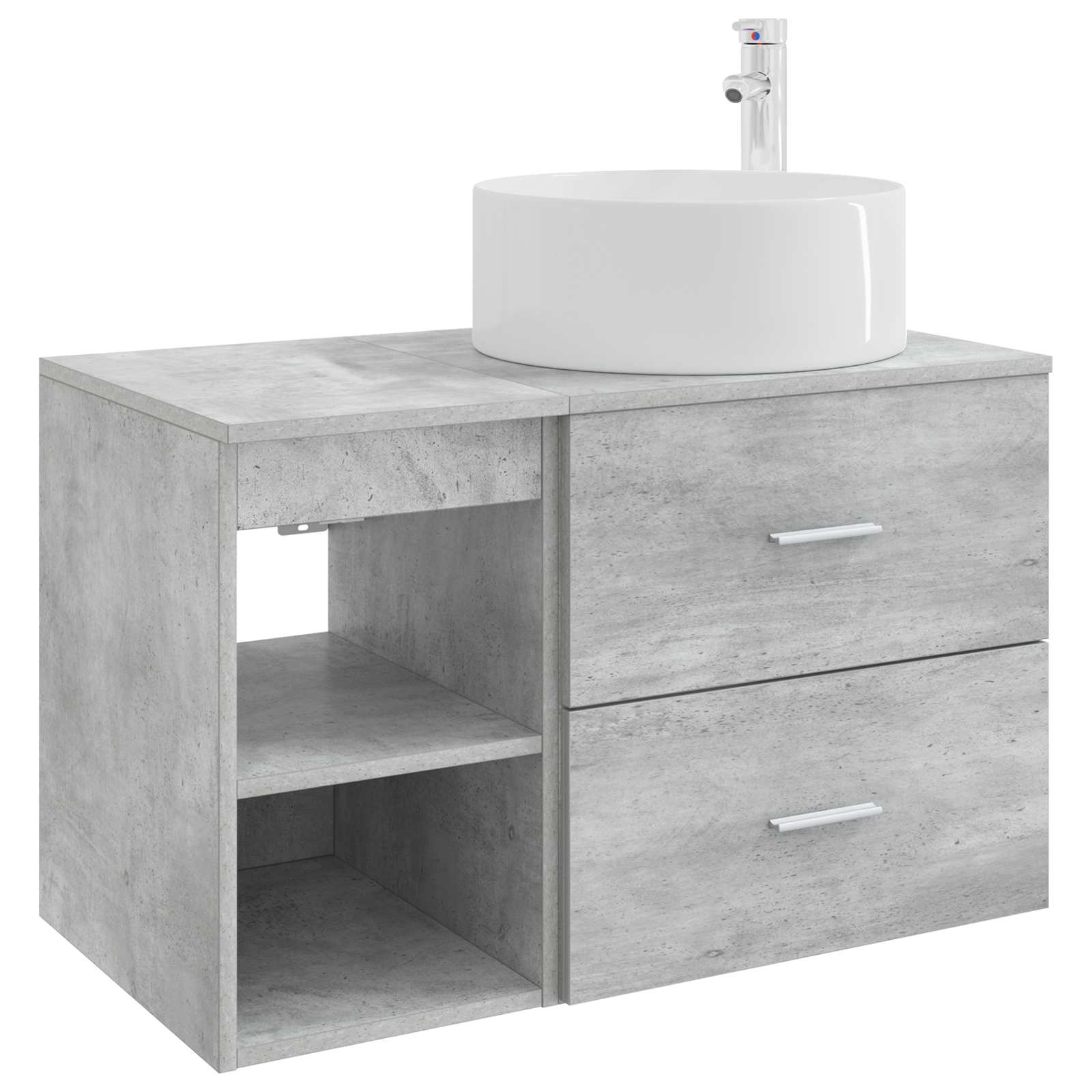 Badezimmermöbel-Set 2 pcs Betongrau Holzwerkstoff