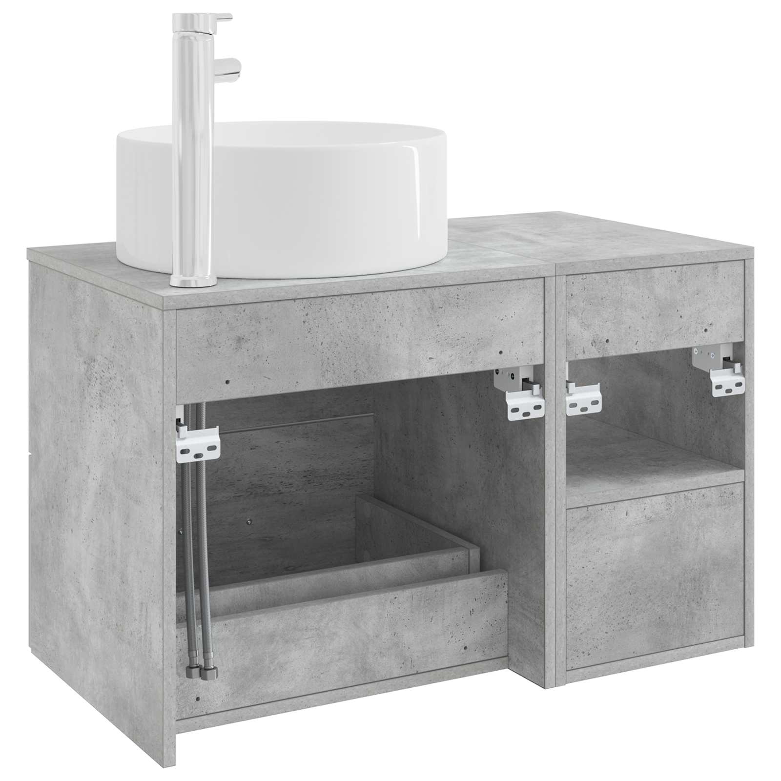 Badezimmermöbel-Set 2 pcs Betongrau Holzwerkstoff