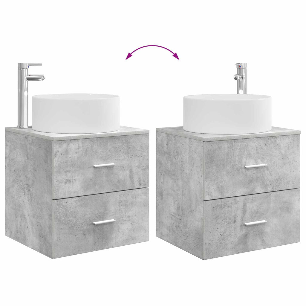 Badezimmermöbel-Set 2 pcs Betongrau Holzwerkstoff