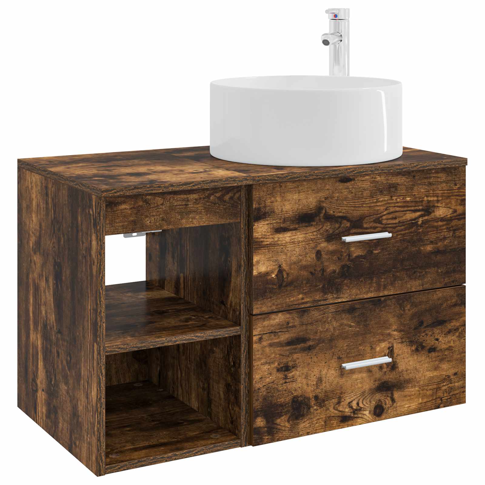 Badezimmermöbel-Set 2 pcs Geräucherte Eiche Holzwerkstoff