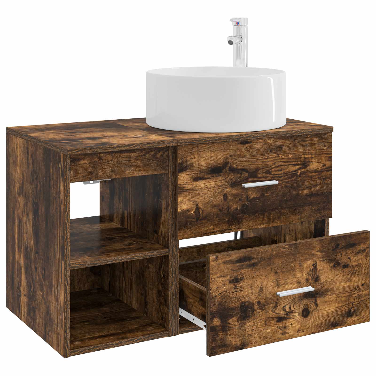 Badezimmermöbel-Set 2 pcs Geräucherte Eiche Holzwerkstoff