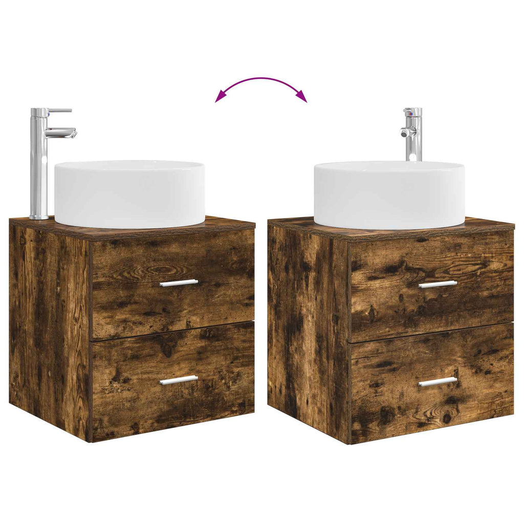 Badezimmermöbel-Set 2 pcs Geräucherte Eiche Holzwerkstoff