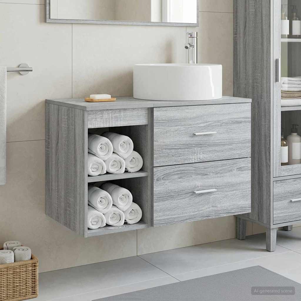 Badezimmermöbel-Set 2 pcs Grau Sonoma Holzwerkstoff