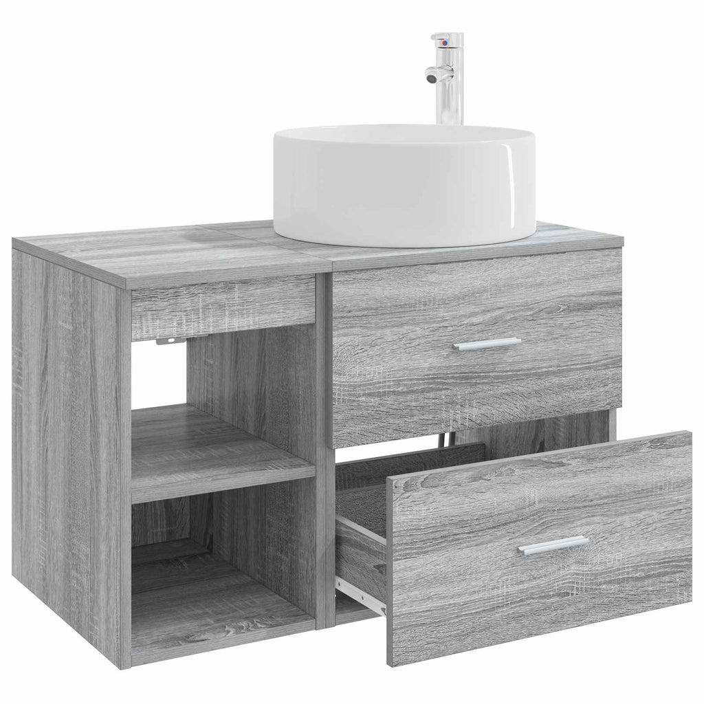 Badezimmermöbel-Set 2 pcs Grau Sonoma Holzwerkstoff
