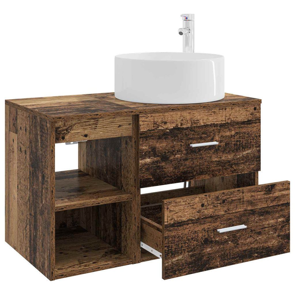 Badezimmermöbel-Set 2 pcs Altholz Holzwerkstoff