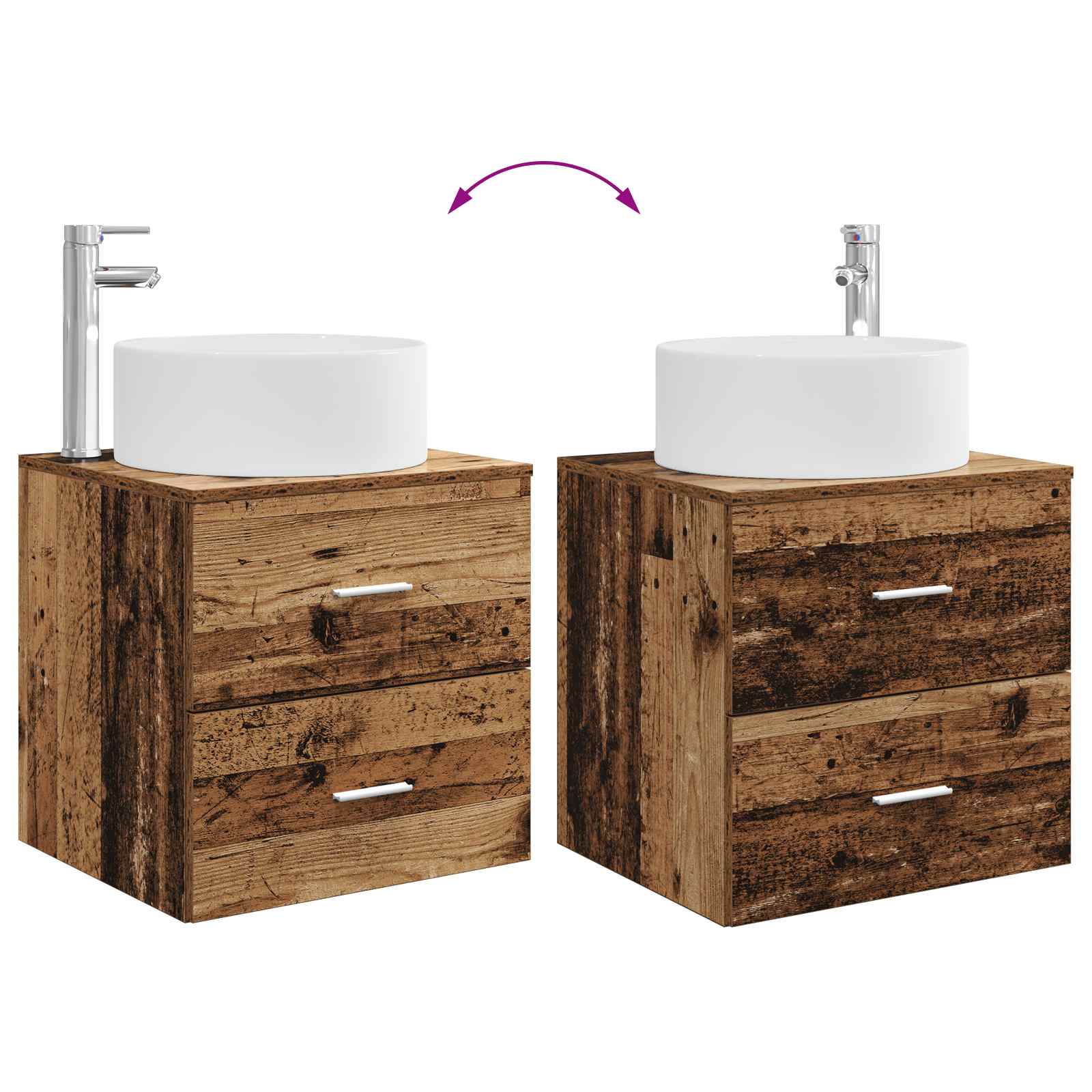 Badezimmermöbel-Set 2 pcs Altholz Holzwerkstoff