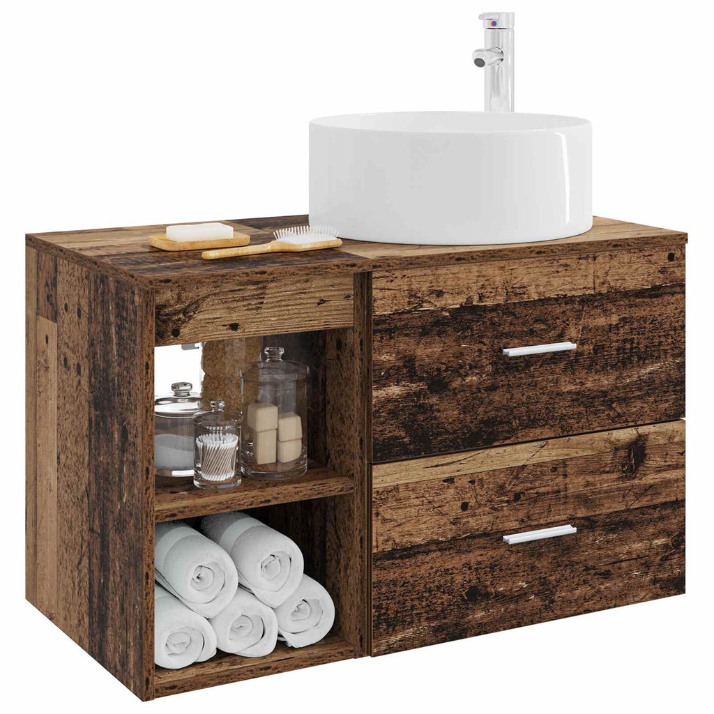 Badezimmermöbel-Set 2 pcs Altholz Holzwerkstoff