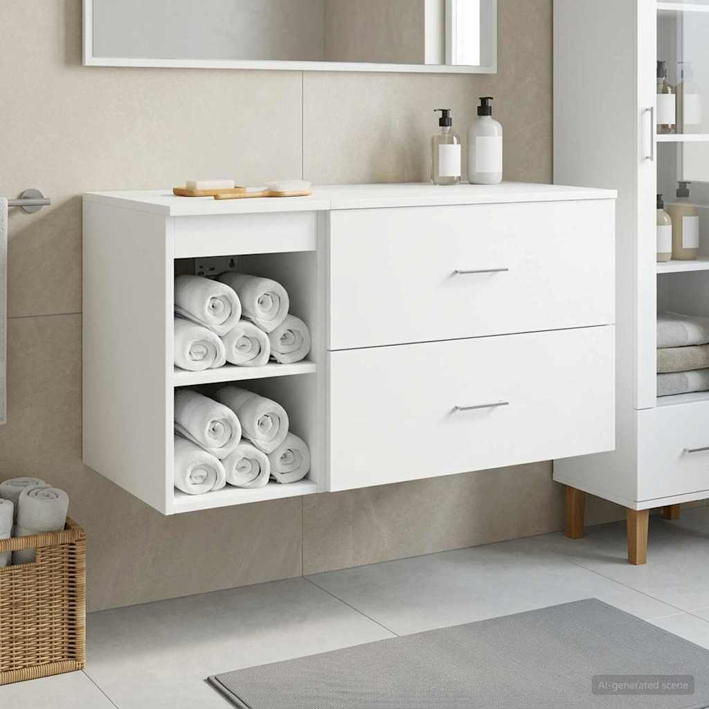 Badezimmermöbel-Set 2 pcs Weiß Holzwerkstoff