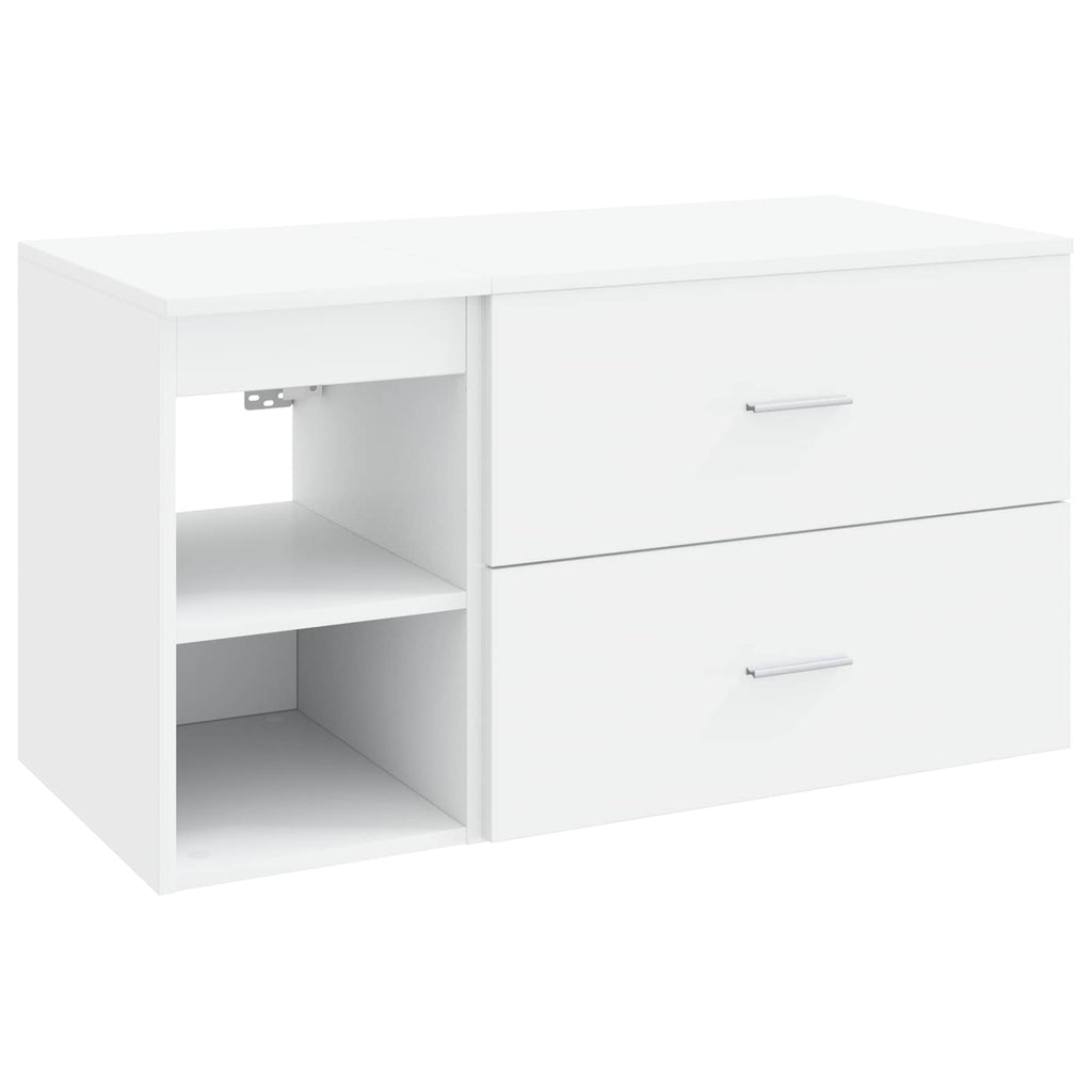 Badezimmermöbel-Set 2 pcs Weiß Holzwerkstoff
