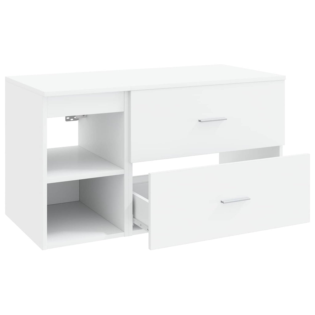 Badezimmermöbel-Set 2 pcs Weiß Holzwerkstoff