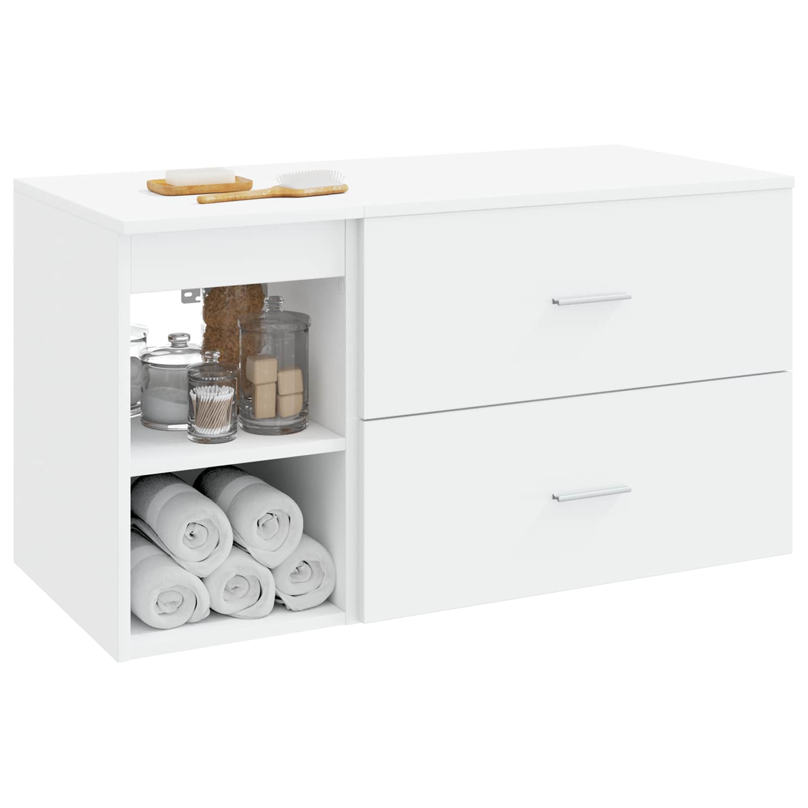 Badezimmermöbel-Set 2 pcs Weiß Holzwerkstoff